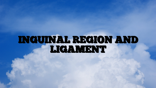 INGUINAL REGION AND LIGAMENT